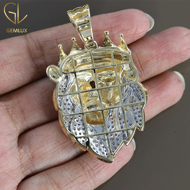 Iced Out Moissanite Diamond HipHop Roaring Lion Pendant