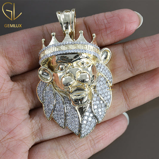 Iced Out Moissanite Diamond HipHop Roaring Lion Pendant