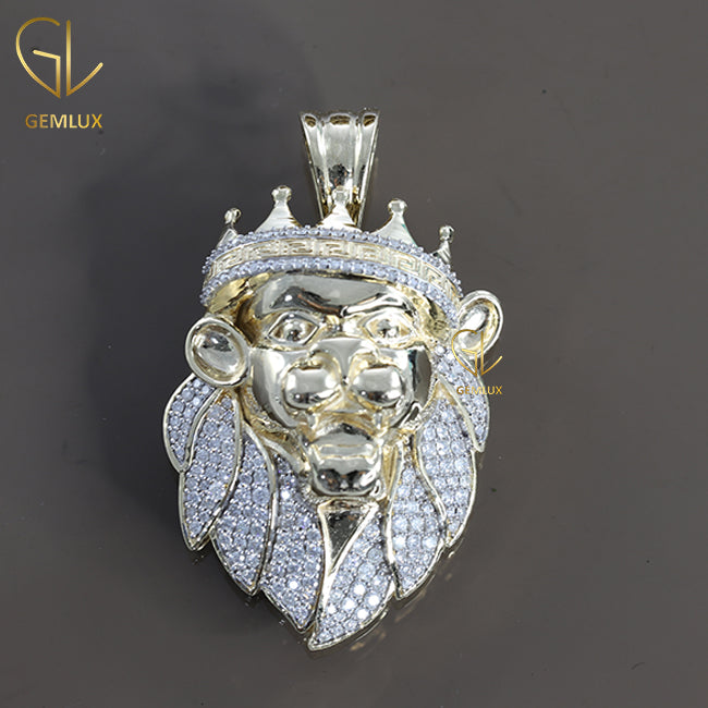 Iced Out Moissanite Diamond HipHop Roaring Lion Pendant