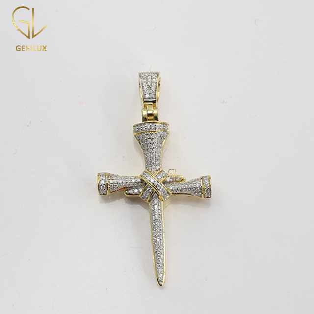 Stylish Bling Bling Nail Cross Charm Pendant