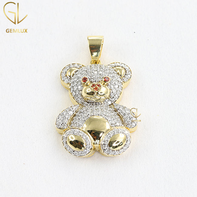 Iced Out Lovely Teddy Bear Moissanite Pendant