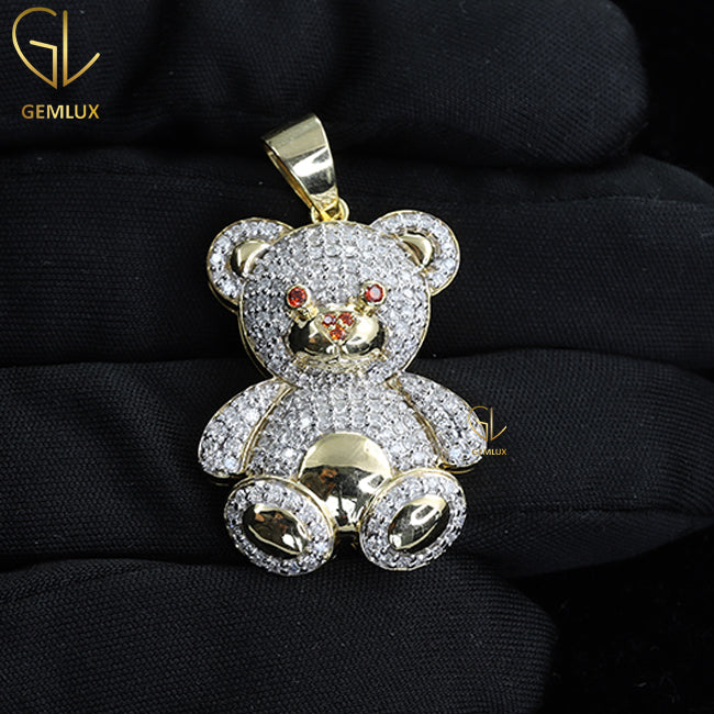 Iced Out Lovely Teddy Bear Moissanite Pendant