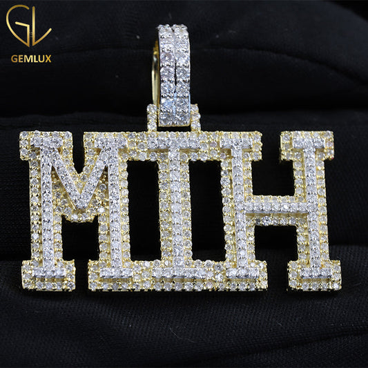 Iced Out VVS Moissanite Diamond Hiphop Letter Pendant