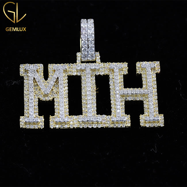 Iced Out VVS Moissanite Diamond Hiphop Letter Pendant