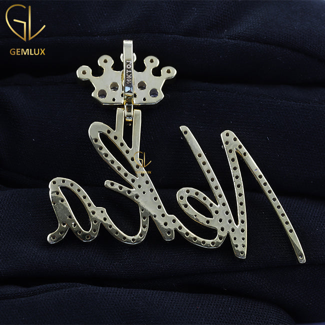 Bling Bling Moissanite Diamond Letter Name With Crown Pendant