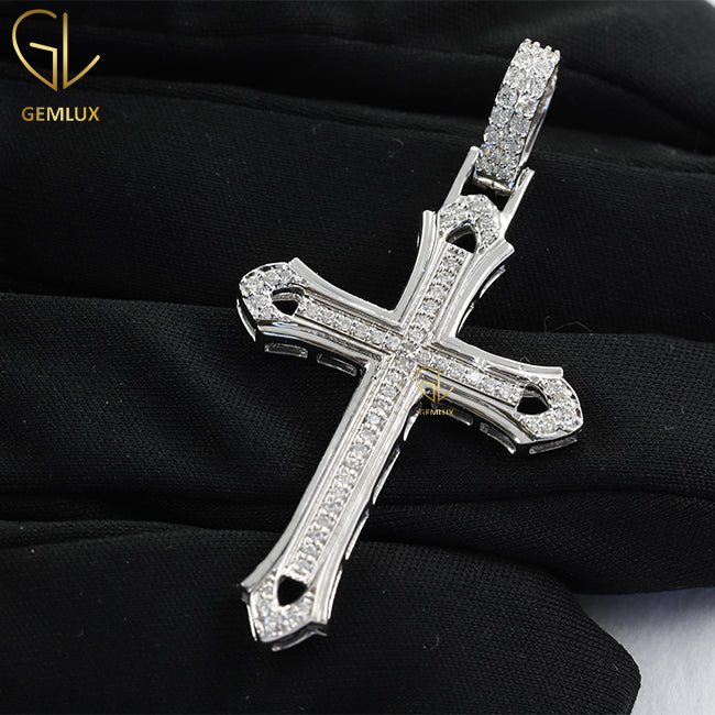 Bling Bling Religious Pendant, Round Moissanite Cross Pendant