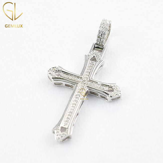 Bling Bling Religious Pendant, Round Moissanite Cross Pendant