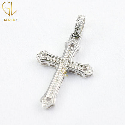 Bling Bling Religious Pendant, Round Moissanite Cross Pendant