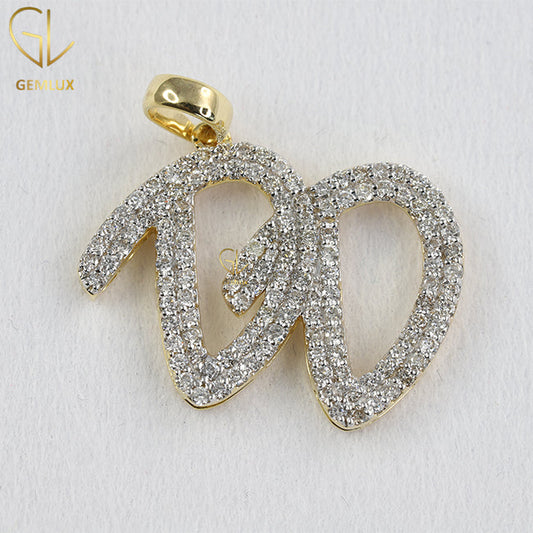 Bling Bling Custom Initial Letter Moissanite Diamond Hiphop Pendant