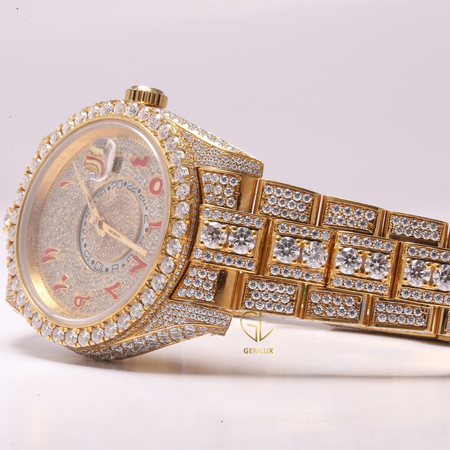 Bling Bling Moissanite Arabic Dial Hip Hop Watch 