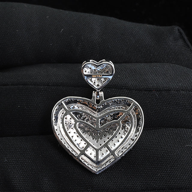 Iced Out Round Cut Moissanite Diamond Heart Charm Pendant