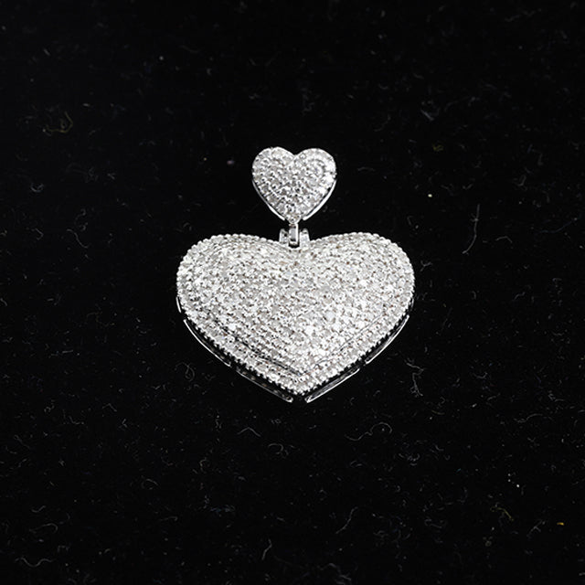 Iced Out Round Cut Moissanite Diamond Heart Charm Pendant