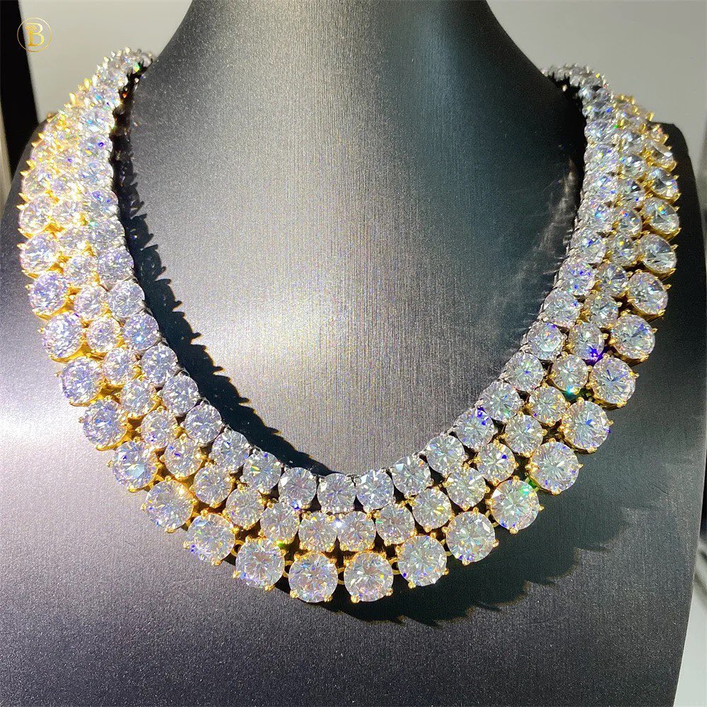 Bling Bling Round Cut Moissanite Diamond Tennis Chain 