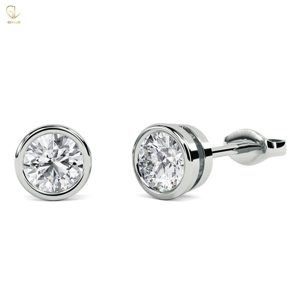 Certified Lab Grown Diamond Bezel Set Stud Earrings