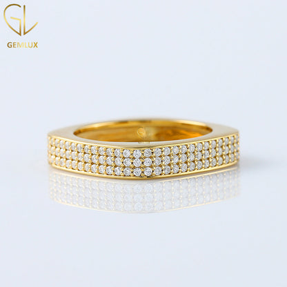 Square Shape Round Cut Lab Grown Diamond Men's Eternity Wedding Band 