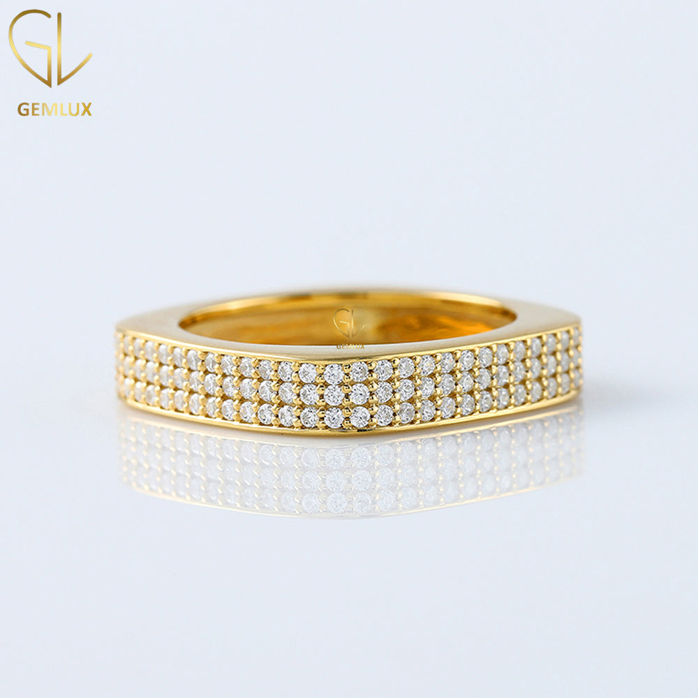 Square Shape Round Cut Lab Grown Diamond Men's Eternity Wedding Band 