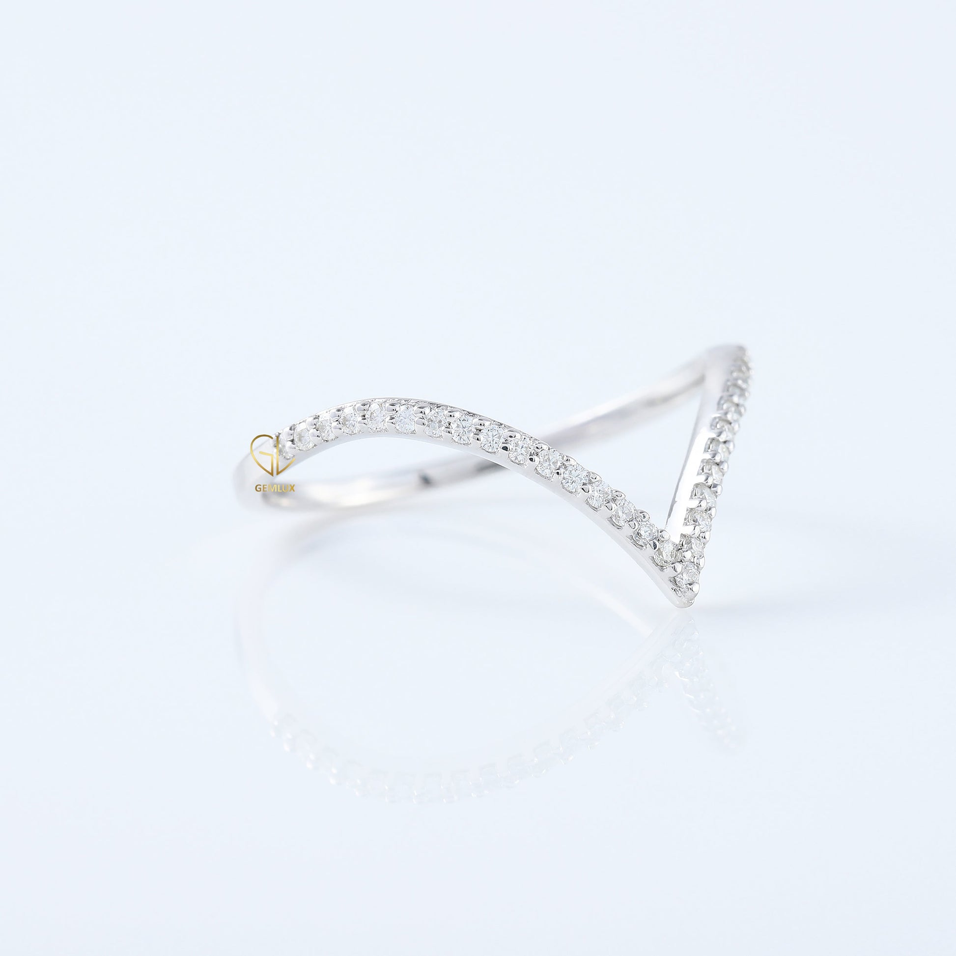 V Shape Lab Grown Diamond Wishbone Wedding Ring