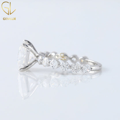 Princess Cut Moissanite Floating Bubble Engagement Ring