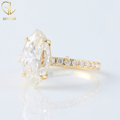 Marquise Cut Moissanite Engagement Ring