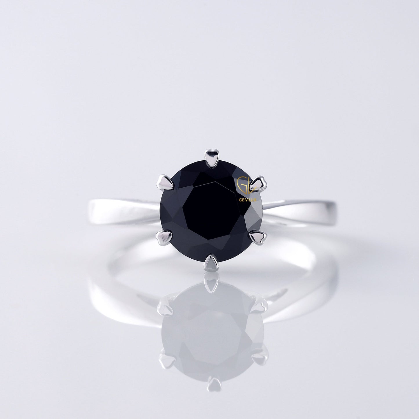 2 CT Black Moissanite Round Diamond Solitaire Engagement Ring