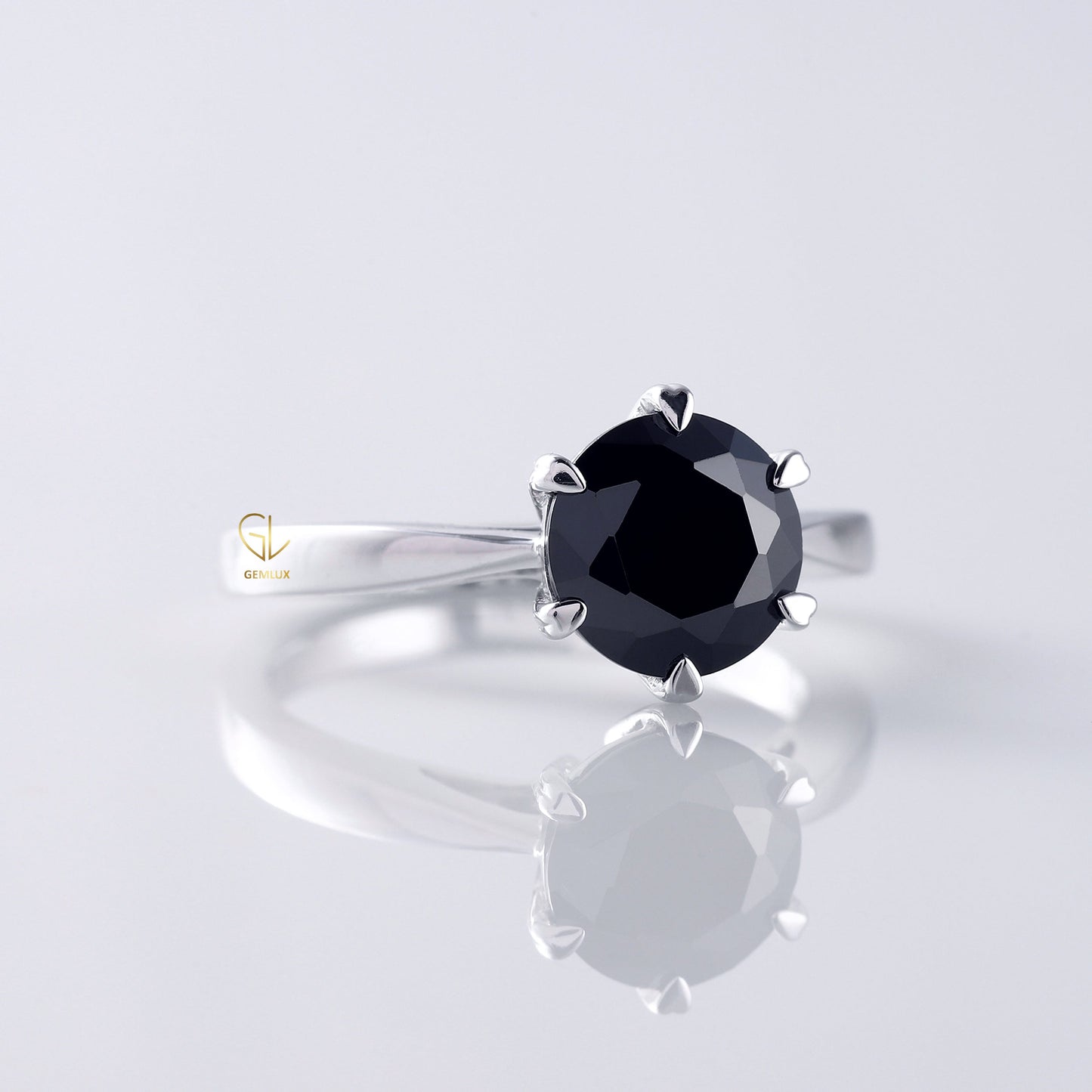 2 CT Black Moissanite Round Diamond Solitaire Engagement Ring