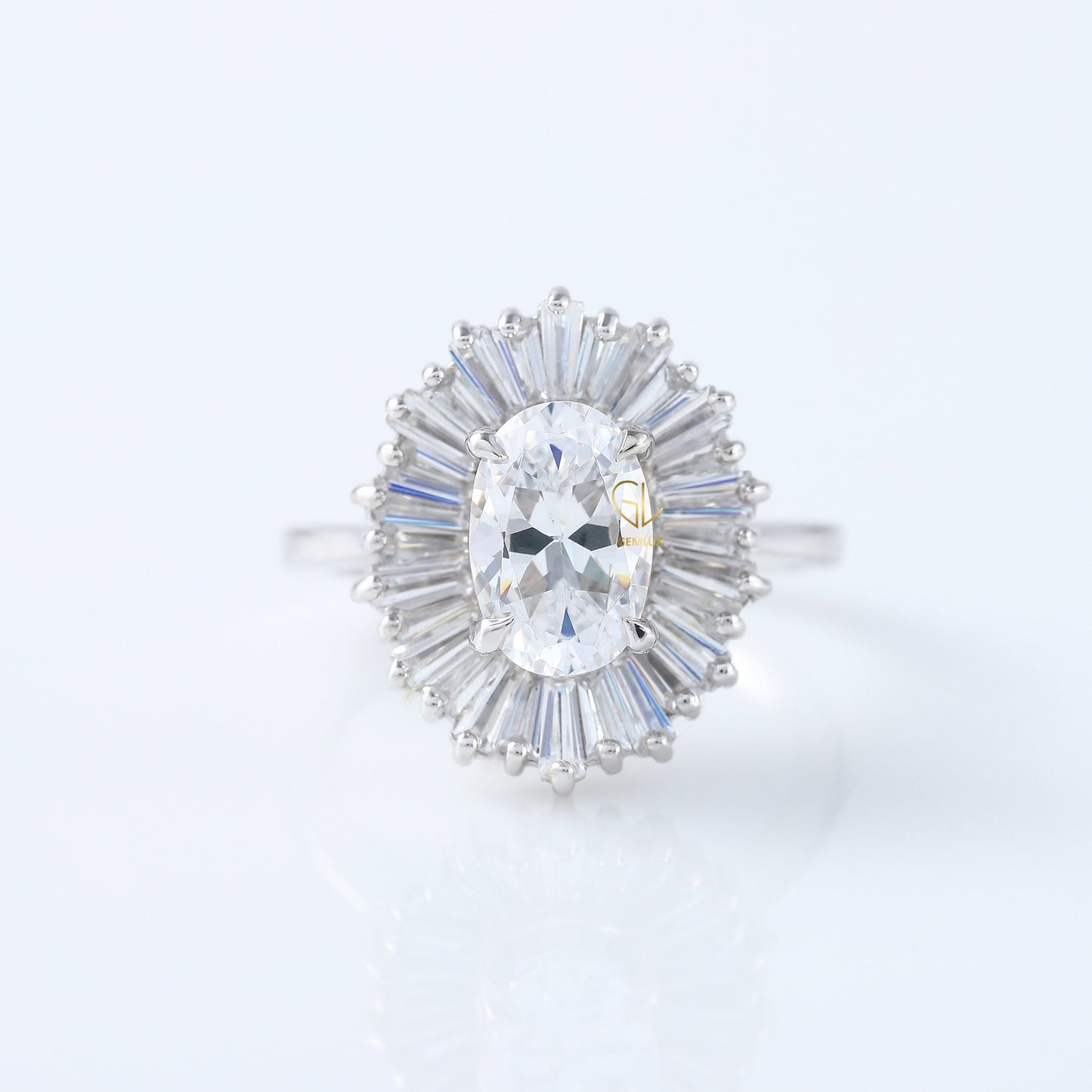 Oval Cut Moissanite Diamond Halo Engagement Ring