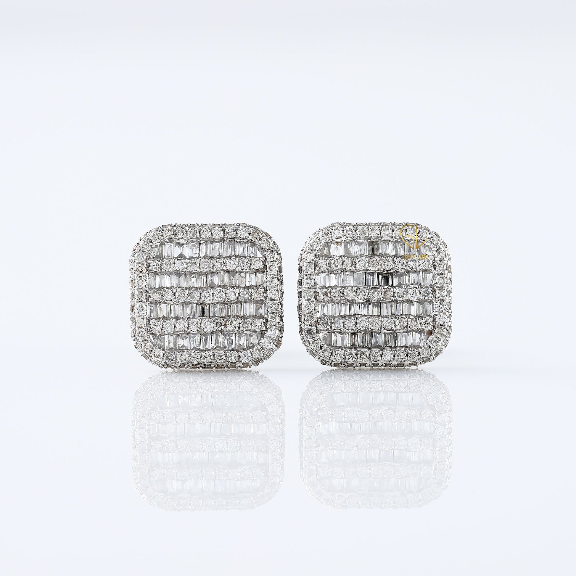 Square Design Moissanite Diamond Stud Earrings