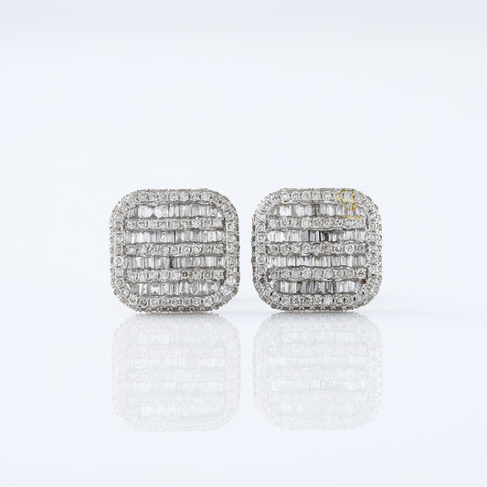 Square Design Moissanite Diamond Stud Earrings