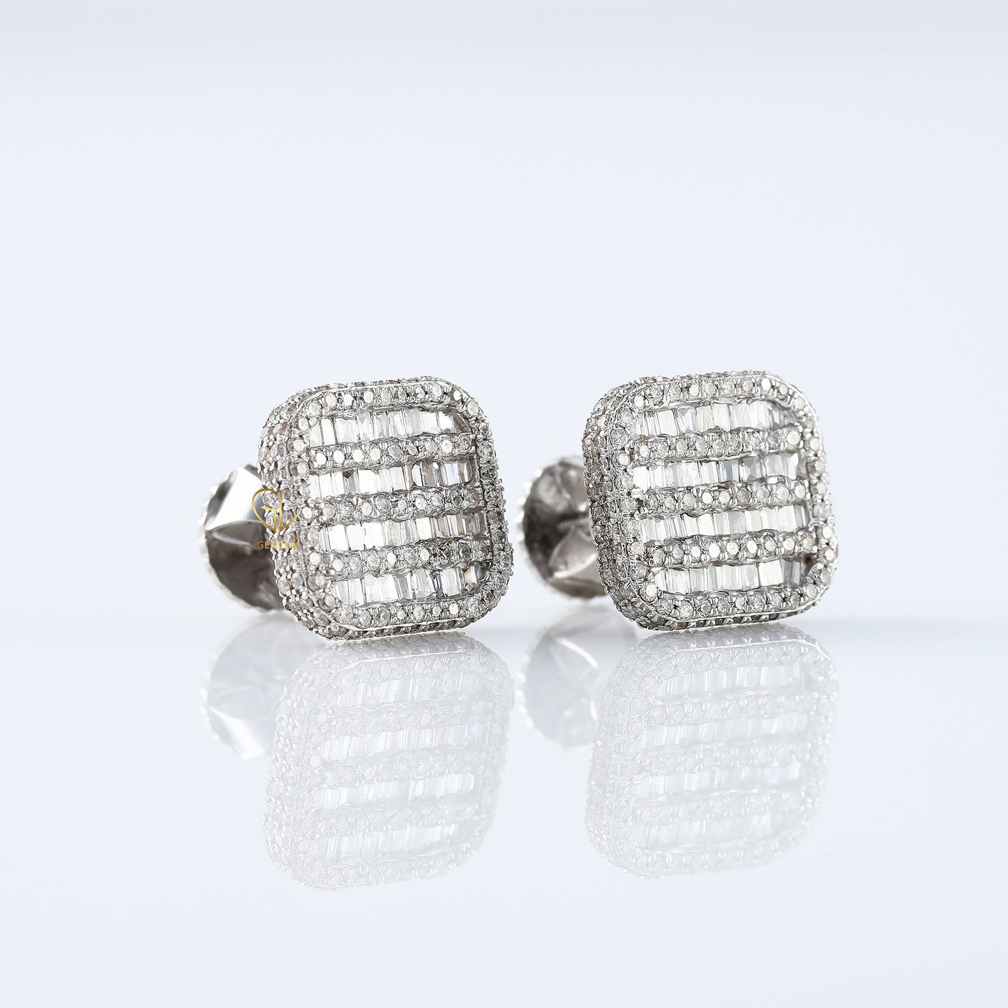 Square Design Moissanite Diamond Stud Earrings