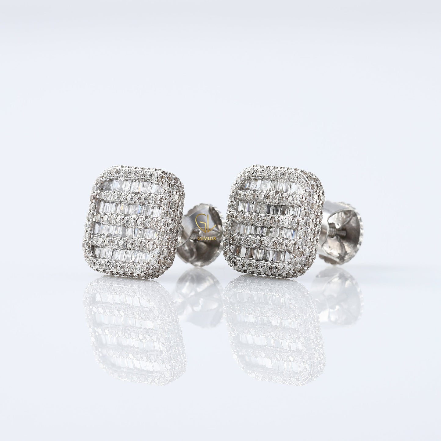 Square Design Moissanite Diamond Stud Earrings