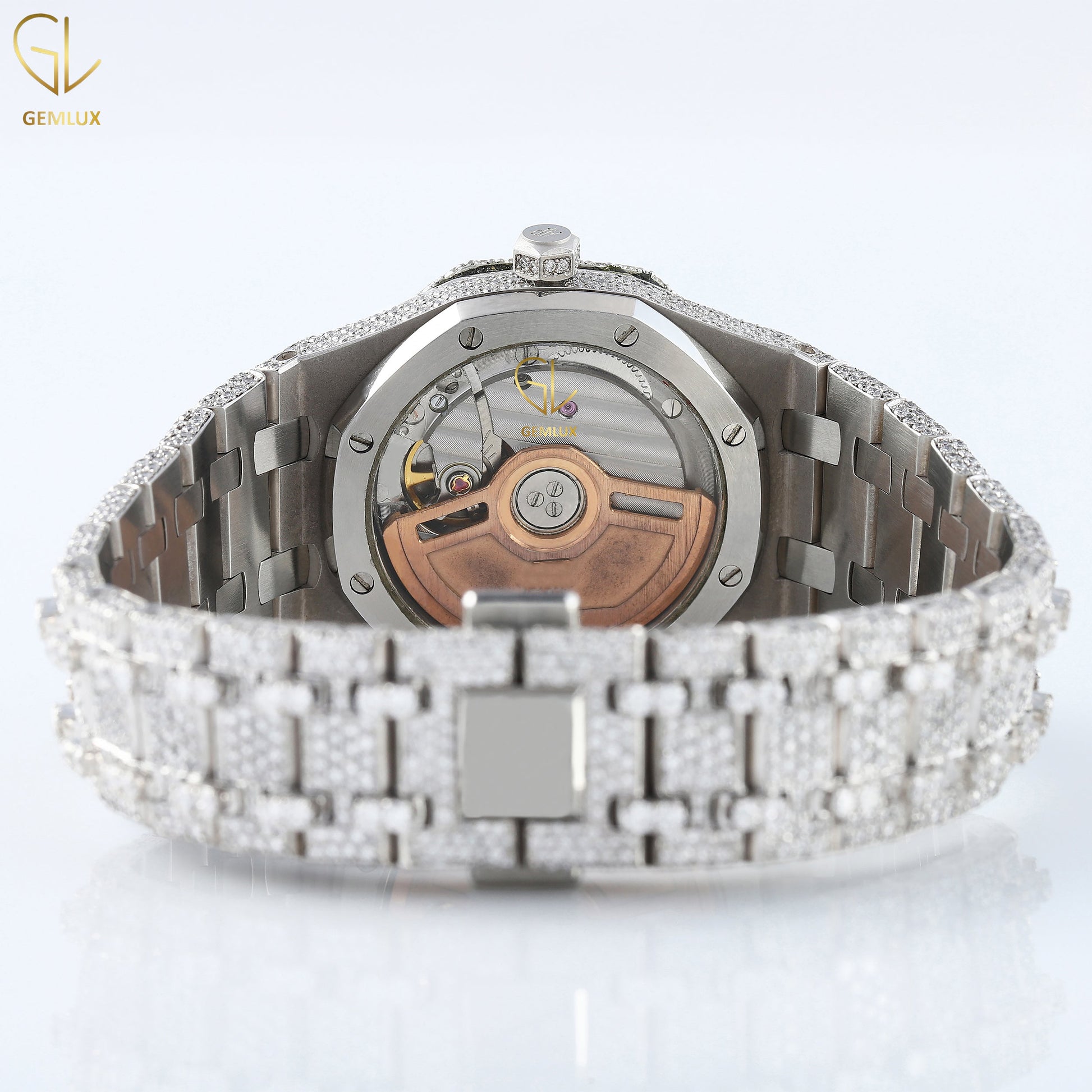 Arabic Number Dial Auto Date Iced Out Lab Grown Diamond Watch