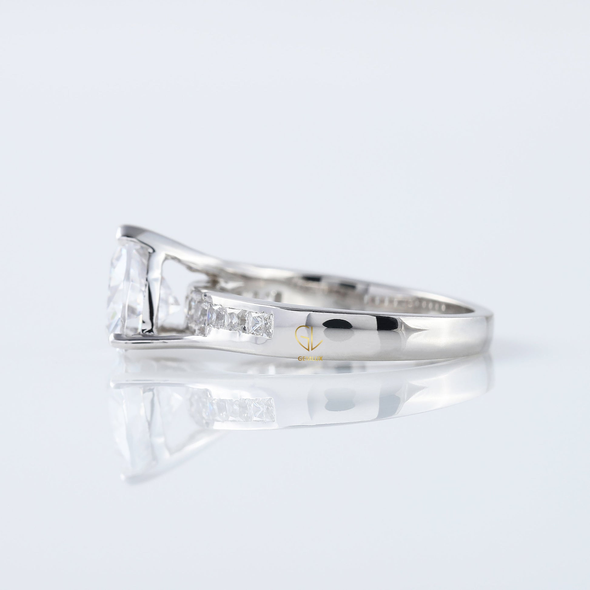 Trillion Cut Moissanite Diamond Bypass Engagement Ring 