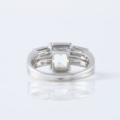 IGI Certified Emerald Cut Lab Grown Diamond Three Stone Engagement Ring With Matching Open Cuff Band