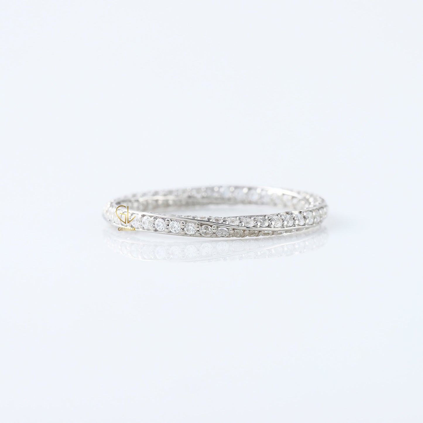 Art Deco Moissanite Diamond Eternity Wedding Band For Her