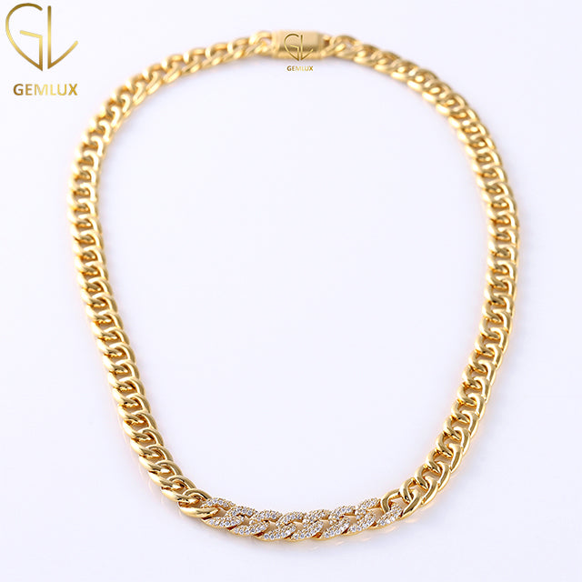 14K Gold Moissanite Diamond Cuban Chain Necklace