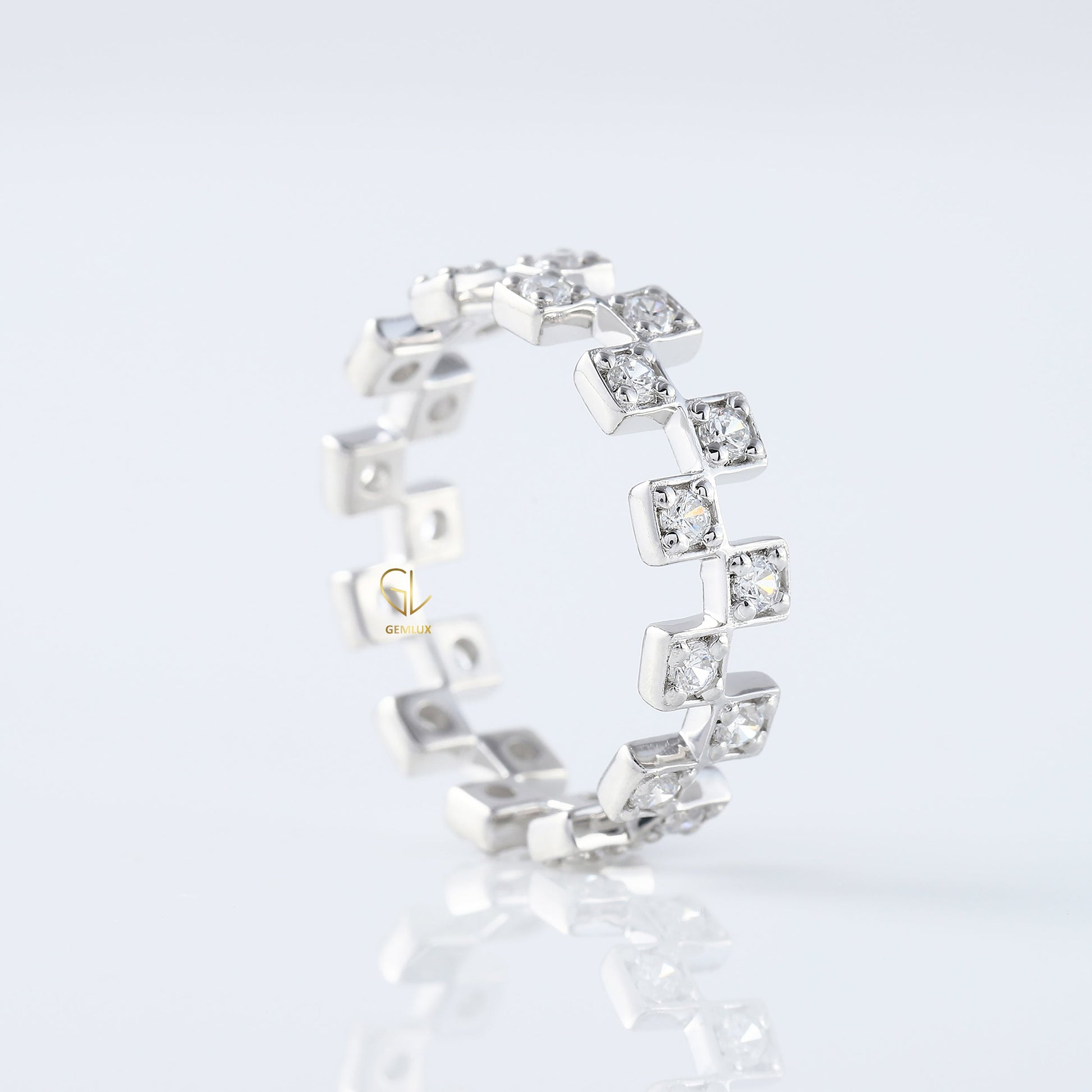 Art Deco Round Cut Lab Grown Diamond Eternity Wedding Band For Her