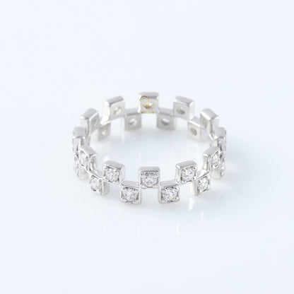 Round Moissanite Diamond Art Deco Eternity Wedding Band For Her