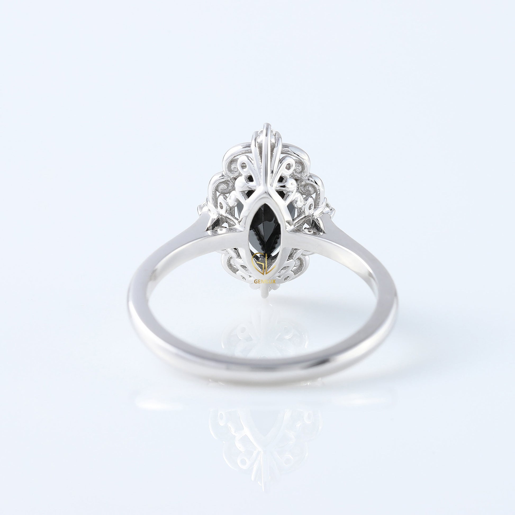 Vintage Inspired Marquise Cut Moissanite Diamond Filigree Engagement Ring