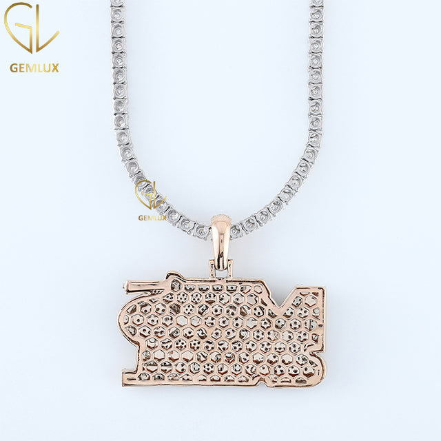 HipHop Iced Out Moissanite Diamond Letter Pendant With Chain