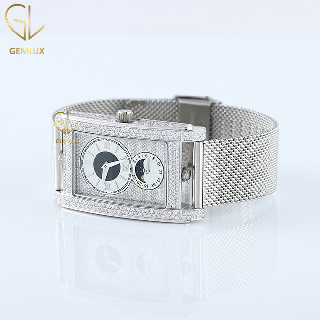 Moissanite Diamond Iced Out Rectangle Dial Quartz Watch 