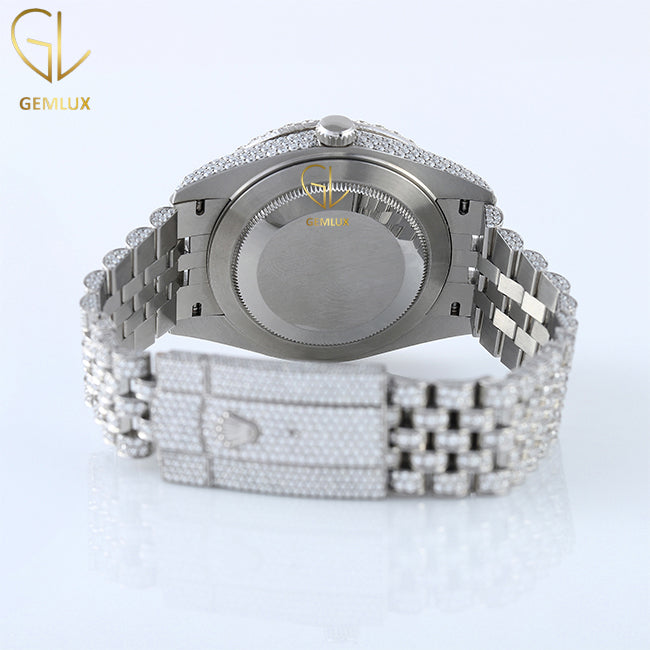 Iced Out Arabic Number Dial Date Just Moissanite Diamond Watch