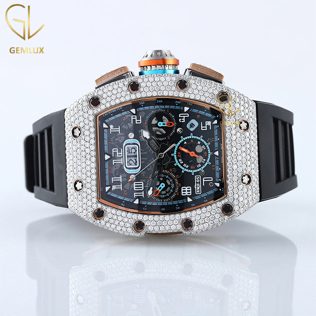 Luxury Wear Moissanite Diamond Chronograph Hip Hop Watch