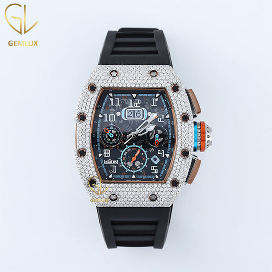 Luxury Wear Moissanite Diamond Chronograph Hip Hop Watch