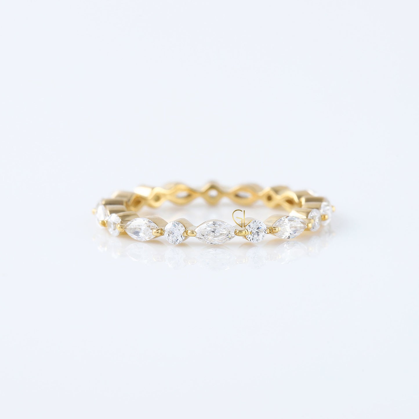 Marquise/Round Cut Moissanite Diamond Minimalist Eternity Wedding Band