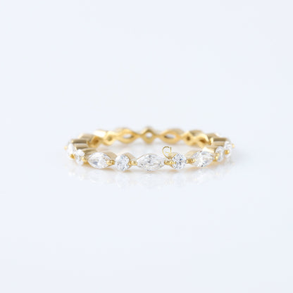 Marquise/Round Cut Moissanite Diamond Minimalist Eternity Wedding Band