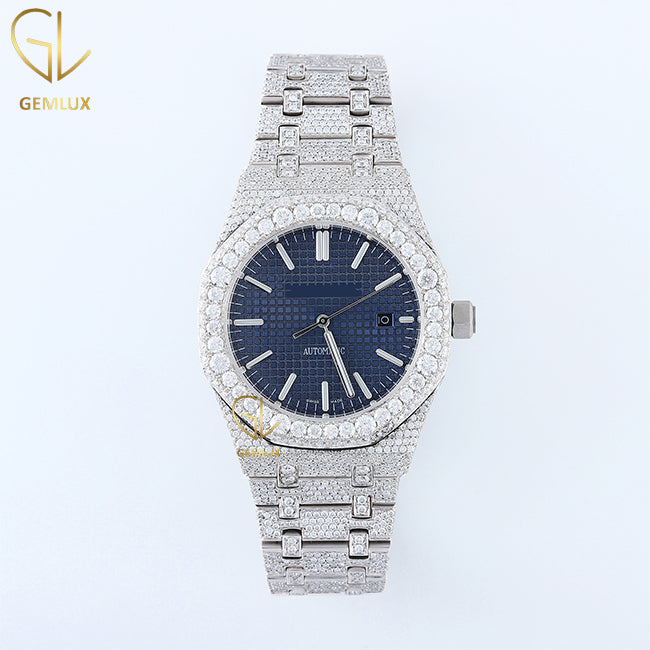 Iced Out Blue Dial Moissanite Diamond Hip Hop Watch