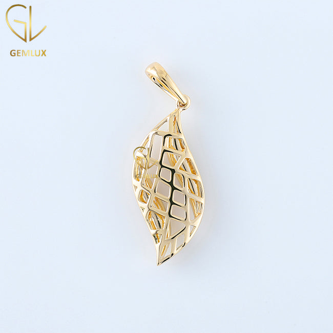 14K Gold Moissanite Diamond Leaf Inspired Pendant For Women