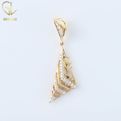 Unique Triangle Design Moissanite Diamond Pendant For Women