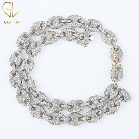 Iced Out VVS Moissanite Diamond Coffee Bean Chain 