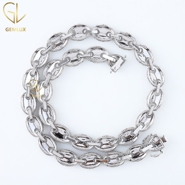 Iced Out VVS Moissanite Diamond Coffee Bean Chain 